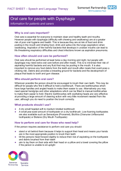 Oral care for people with Dysphagia