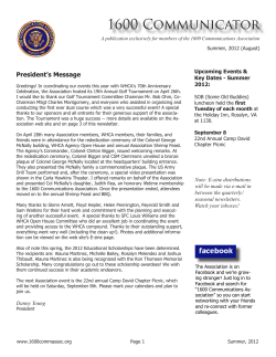 Summer 2012 (August) Newsletter