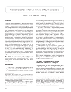Preclinical Assessment of Stem Cell Therapies for Neurological