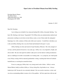 Open Letter to President Obama from Holly Sterling
