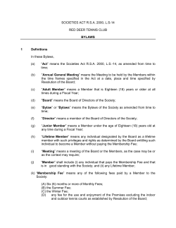 SOCIETY=S ACT, R - Red Deer Tennis