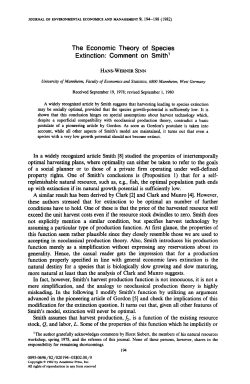 The Economic Theory of Species Extinction. Comment on Smith