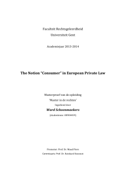 The Notion &ldquo;Consumer&rdquo; in European Private Law