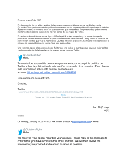 Contestaciones de Twitter por cuentas suspendidas