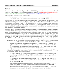 Ullrich Chapter 4, Part I (through Prop. 4.5.1) Math 325