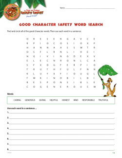 Good Character Safety Word Search Play Now
