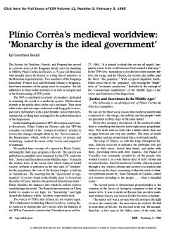 Pl&iacute;nio Corr&ecirc;a`s Medieval Worldview: `Monarchy Is the Ideal