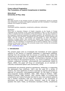 Cross-cultural Pragmatics: The Translation of Implicit