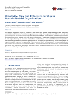 Creativity, Play and Entrepreneurship in Post