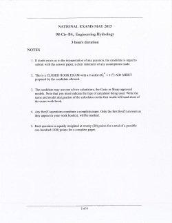 NATIONAL EXAMS MAY 2015 98-Civ-B4, Engineering Hydrology 3