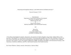Is the Mobile Internet OS Platform the Key? Martin Kenney