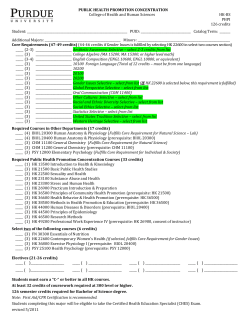 PUBLIC HEALTH PROMOTION CONCENTRATION College of