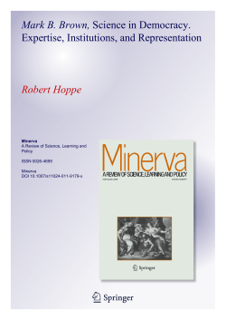 Mark B. Brown, Science in Democracy. Expertise, Institutions, and