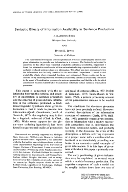 Syntactic Effects of Information Availability in Sentence Production