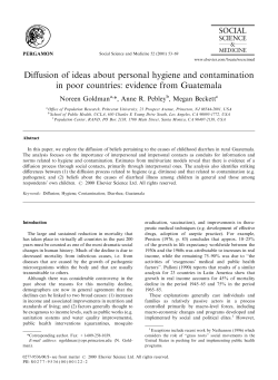 Diffusion of ideas about personal hygiene and contamination in poor