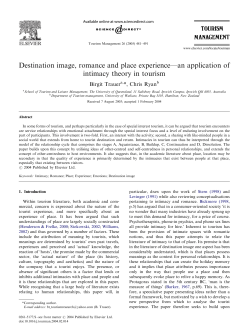 Destination image, romance and place experience&mdash;an application