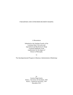 PARADOXES AND CONSUMER DECISION