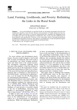 Land, Farming, Livelihoods, and Poverty: Rethinking the Links in the