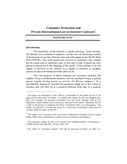 Consumer Protection and Private International Law in Internet