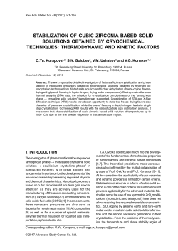 STABILIZATION OF CUBIC ZIRCONIA BASED SOLID SOLUTIONS
