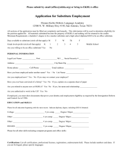 Application for Substitute Employment