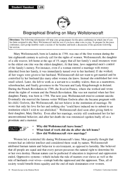 Biographical Briefing on Mary Wollstonecraft