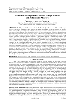 Fluoride Consumption in Endemic Villages of India and Its Remedial