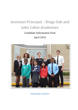 Assistant Principal &ndash; Kings Oak and John Cabot Academies