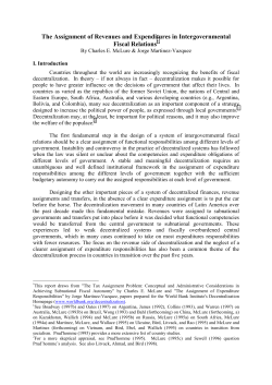 The Assignment of Revenues and Expenditures in