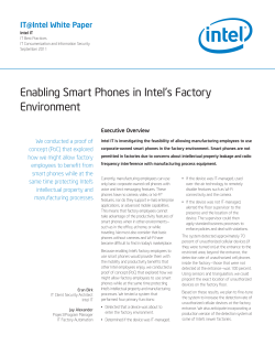Enabling Smart Phones in Intel`s Factory Environment