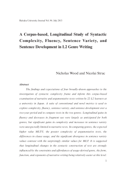 A Corpus-based, Longitudinal Study of Syntactic Complexity