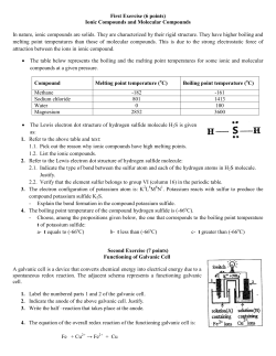 First Exercise (6 points) Ionic Compounds and