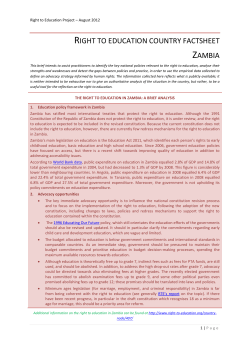 right to education country factsheet zambia