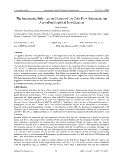 The Incremental Information Content of the Cash Flow Statement: An