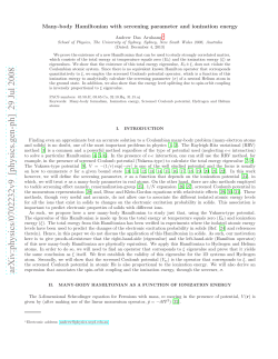 Many-body Hamiltonian with screening parameter and ionization