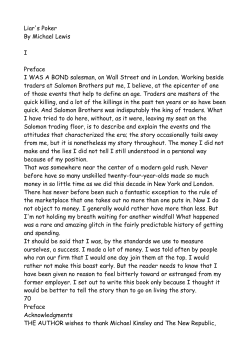 Liar`s Poker By Michael Lewis I