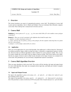 Lecture 14 1 Overview 2 Convex Hull 3 Convex Hull Algorithm