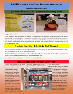 PAUSD Student Nutrition Services Newsletter
