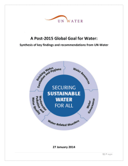 A Post-2015 Global Goal for Water. Synthesis of key findings and