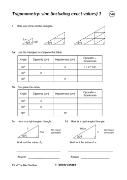 Trigonometry: sine (including exact values) 1