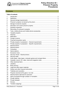 Policy Directive 42 &ndash; Prisoner Property Procedures