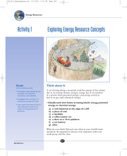 Activity 1 Exploring Energy Resource Concepts