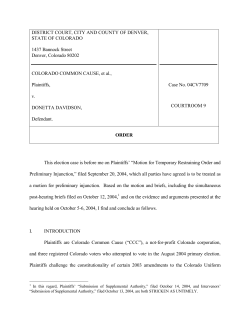 Colorado common Cause, et al., Plaintiffs, v. Donetta Davidson