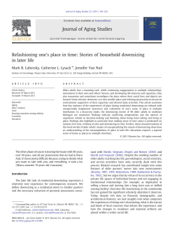 Refashioning one`s place in time: Stories of household downsizing