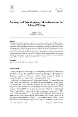 Sociology and Beyond: Agency, Victimisation and the Ethics of Writing