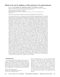 Effects of Ar and O2 additives on SiO2 etching in C4F8