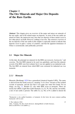 The Ore Minerals and Major Ore Deposits of the Rare Earths