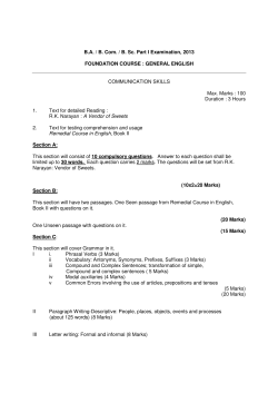 BA / B. Com. / B. Sc. Part I Examination, 2013 FOUNDATION