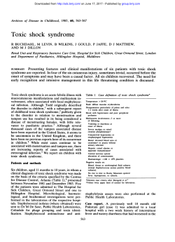 Toxic shock syndrome - Archives of Disease in Childhood