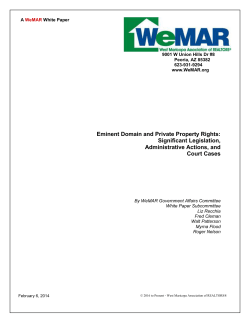 Eminent Domain and Private Property Rights: Significant Legislation